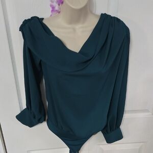 Express Teal Draped Bodysuit